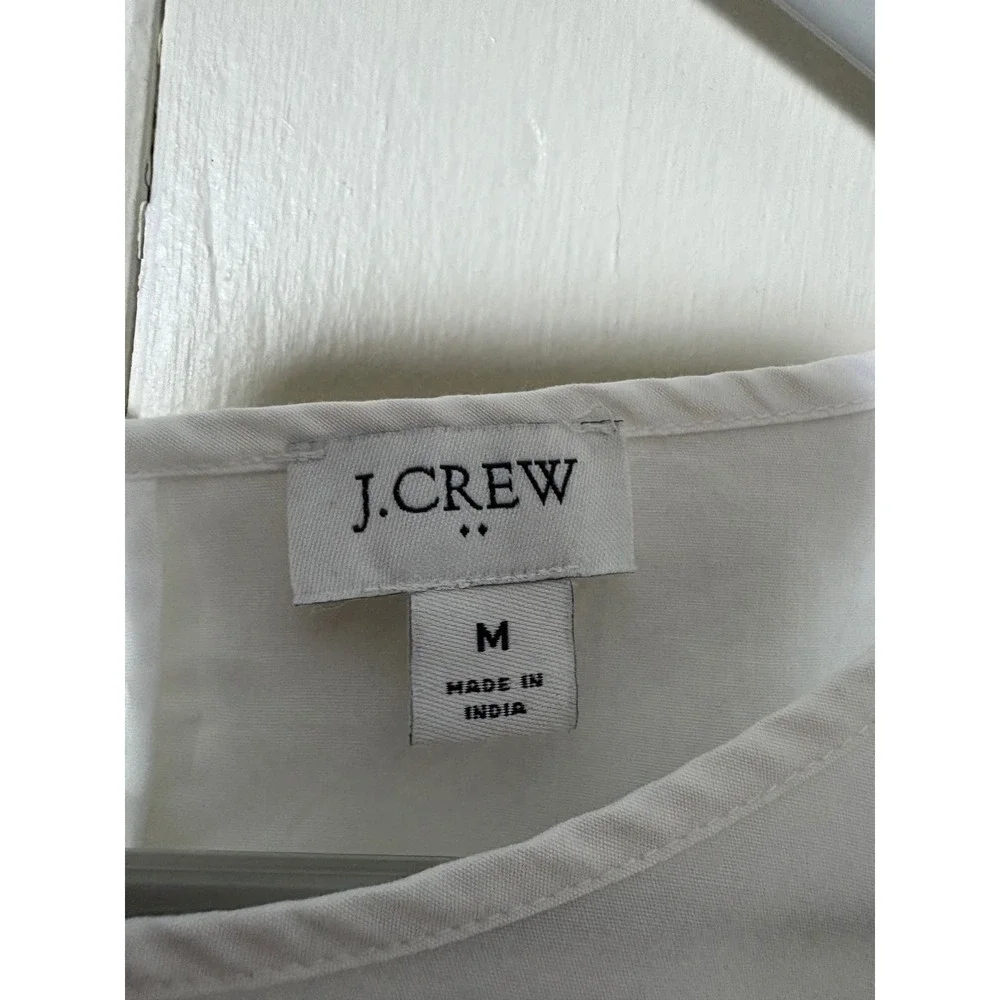J. Crew White Organic Cotton Poplin Puff Sleeve Blouse M Clean Girl Cottagecore
